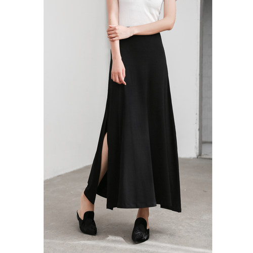 莫代尔欧美风ins侧开叉小码a字裙