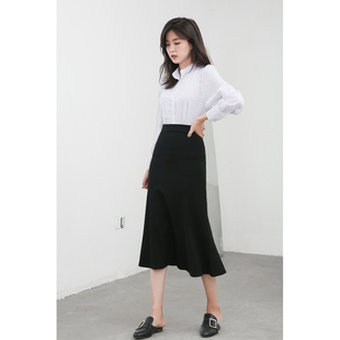 半身裙鱼尾裙大码 2019秋季 荷叶边包臀裙高腰中长款 chic女装 女 新款