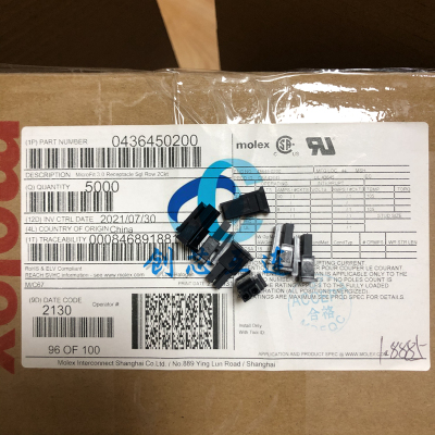 MOLEX连接器 43645-0200 436450200 3.0mm间距 2pin 胶壳 外壳