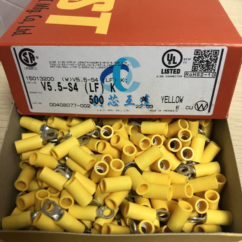 JST连接器 V5.5-S4 线规：10-12AWG 冷压 端子