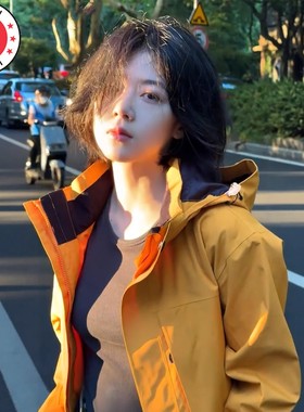 德国DXH黄色冲锋衣男女同款三合一防风防水高级感超好看户外外套