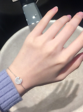森系贝壳925纯银月亮手链女韩版简约个性首饰流行小众设计手饰品