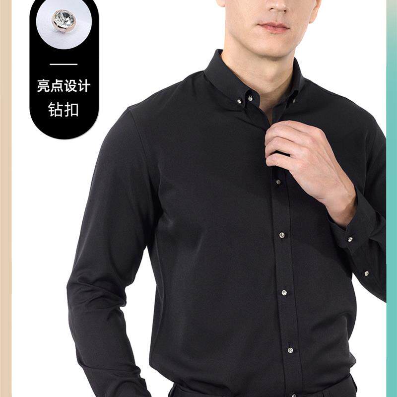 新郎伴郎服衬衫男款韩版钻扣长袖修身亮色夜场男装酒吧夜店衬衣男