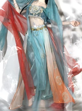 新款超仙异域风情敦煌飞天改良汉服女西域风汉元素舞蹈演出服套装