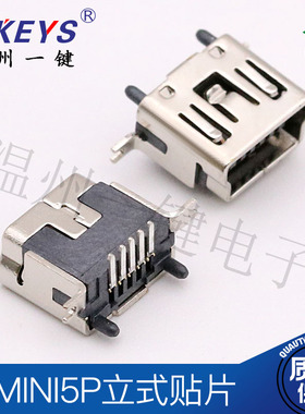 立式SMT 迷你5PUSB母座 MINI5P立贴 USB插座母头 立式贴片5脚