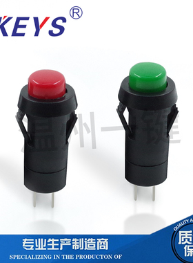 DS-213-K电源开关卡扣式2脚直插  圆形按钮开孔10MM自锁/复位开关