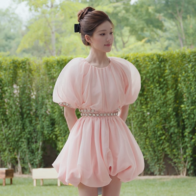 许我耀眼赵露思许妍同款衣服2025夏季韩版中长款设计感连衣裙女