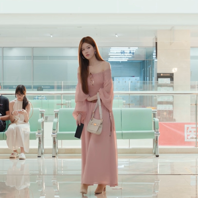 许我耀眼赵露思许妍同款衣服2025春秋新款韩版长款长袖连衣裙女