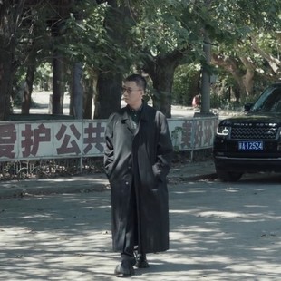 扫黑风暴李成阳孙红雷同款2025春秋韩版中长款黑色过膝风衣外套男