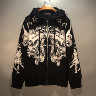 日系高街精神小伙卫衣男宽松恶魔潮ins上衣外套新款2024爆款连帽