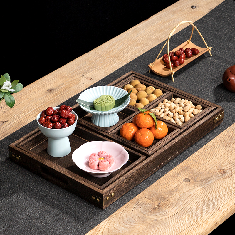 竹弄堂手工木质中式点心盘