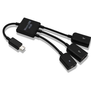 一拖三HUB转接线 MICRO USB hub集线器 Type-C otg安卓 带供电HUB