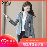 Cypress 2019 mùa thu mới của phụ nữ ve áo mỏng giảm béo Áo khoác kẻ sọc Anh S93B4750X - Business Suit