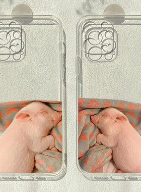 睡觉的粉粉猪适用苹果16/15promax华为p70/nova10小米14荣耀70/80可爱vivos15情侣一加10简约reno9透明手机壳