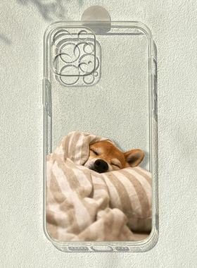 被窝柴犬适用苹果15/14华为mate60pro小米12荣耀vivox70一加8透明手机壳