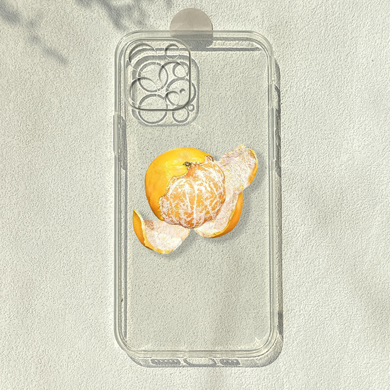 简约搞怪橘子适用苹果15promax创意iphone12华为p60小米13红米k60e魅族16th荣耀70/80个性vivox90s透明手机壳