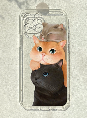 猫咪适用苹果14华为p50小米11OPPO荣耀50vivox60一加9r透明手机壳