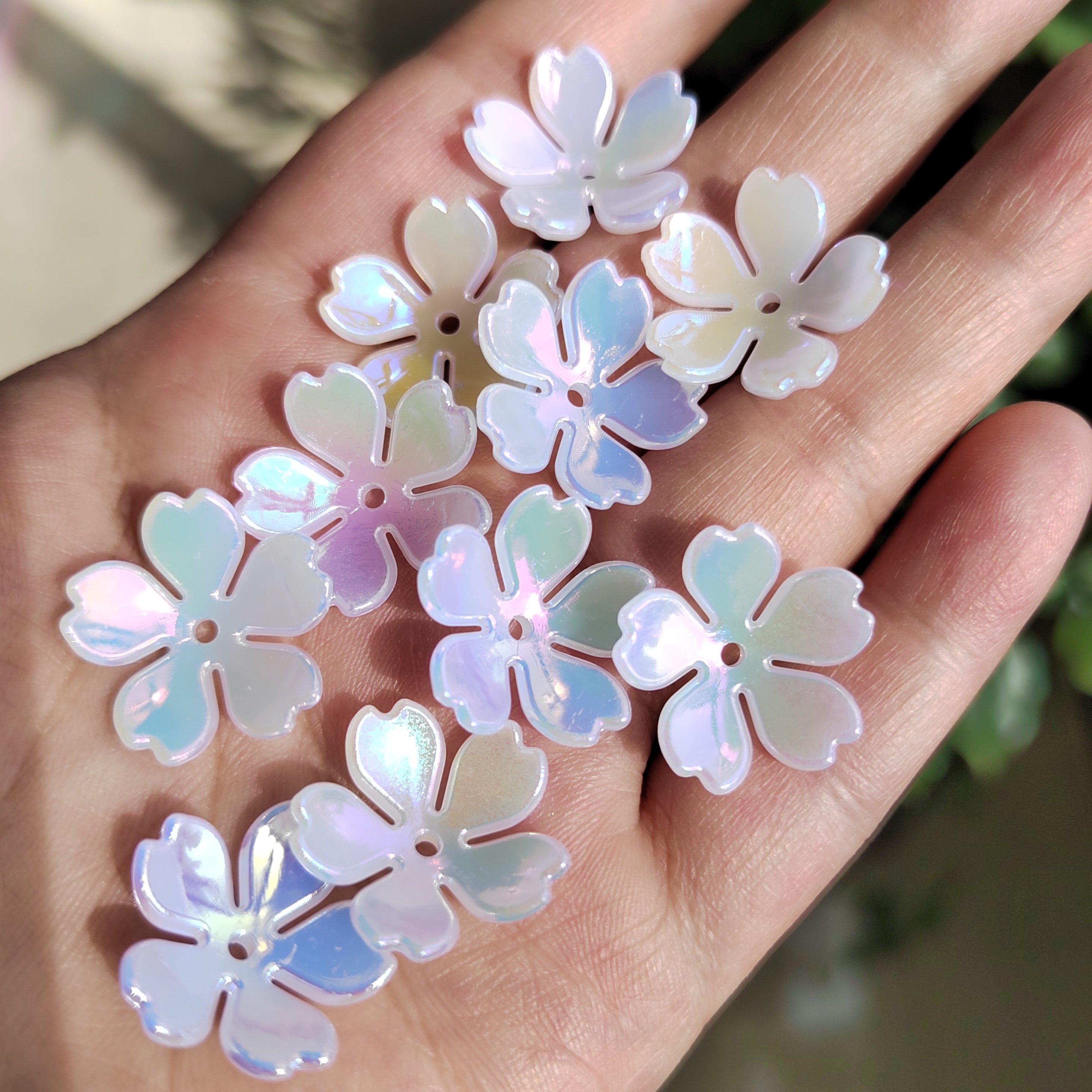 17mm立体樱花亚克力仿珍珠镀彩色