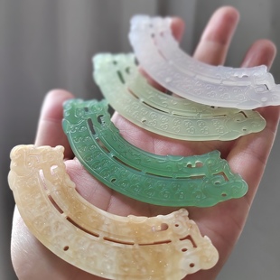 90*20mm 醋酸仿古双龙玉璜玉佩汉服腰佩玉坠玉璜玉佩 古风手工diy