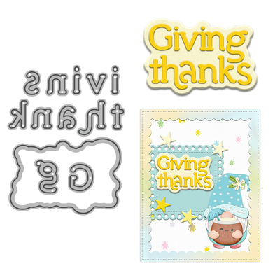 金属碳钢压花刀模手帐装饰giving thanks纸艺碳钢刀模跨境代发