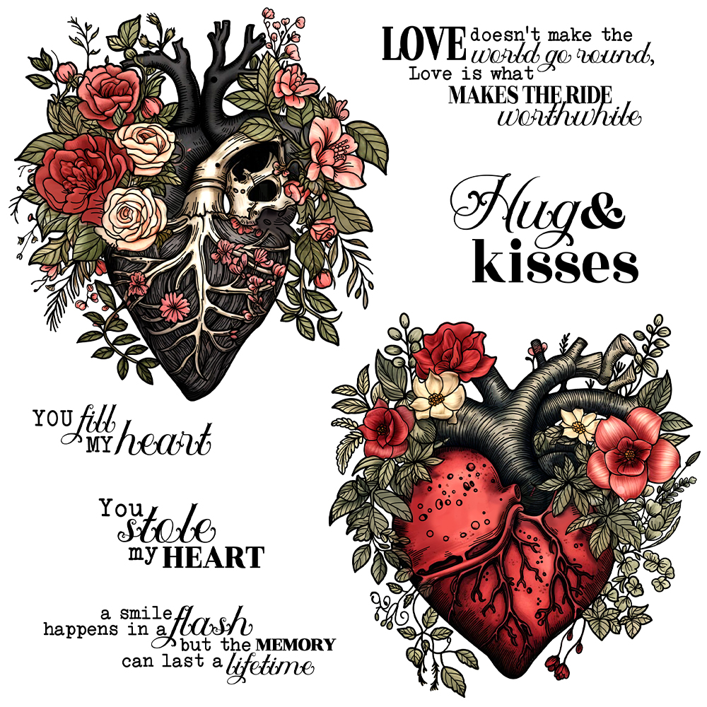 玫瑰心脏情人节硅胶手工透明印章DIY相册日记手账装饰工具