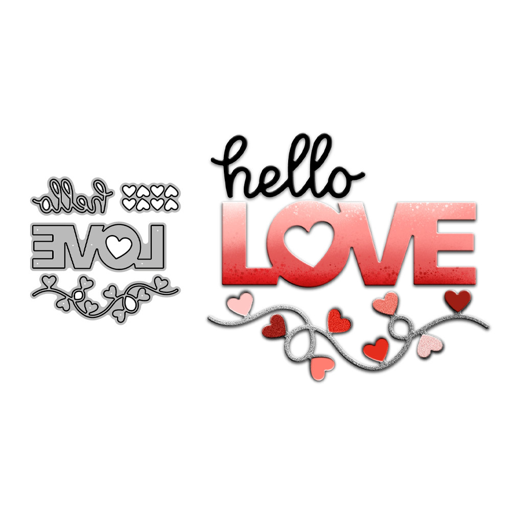 情人节你好爱心藤条diy金属压花切割刀模碳钢剪纸模板cutting die