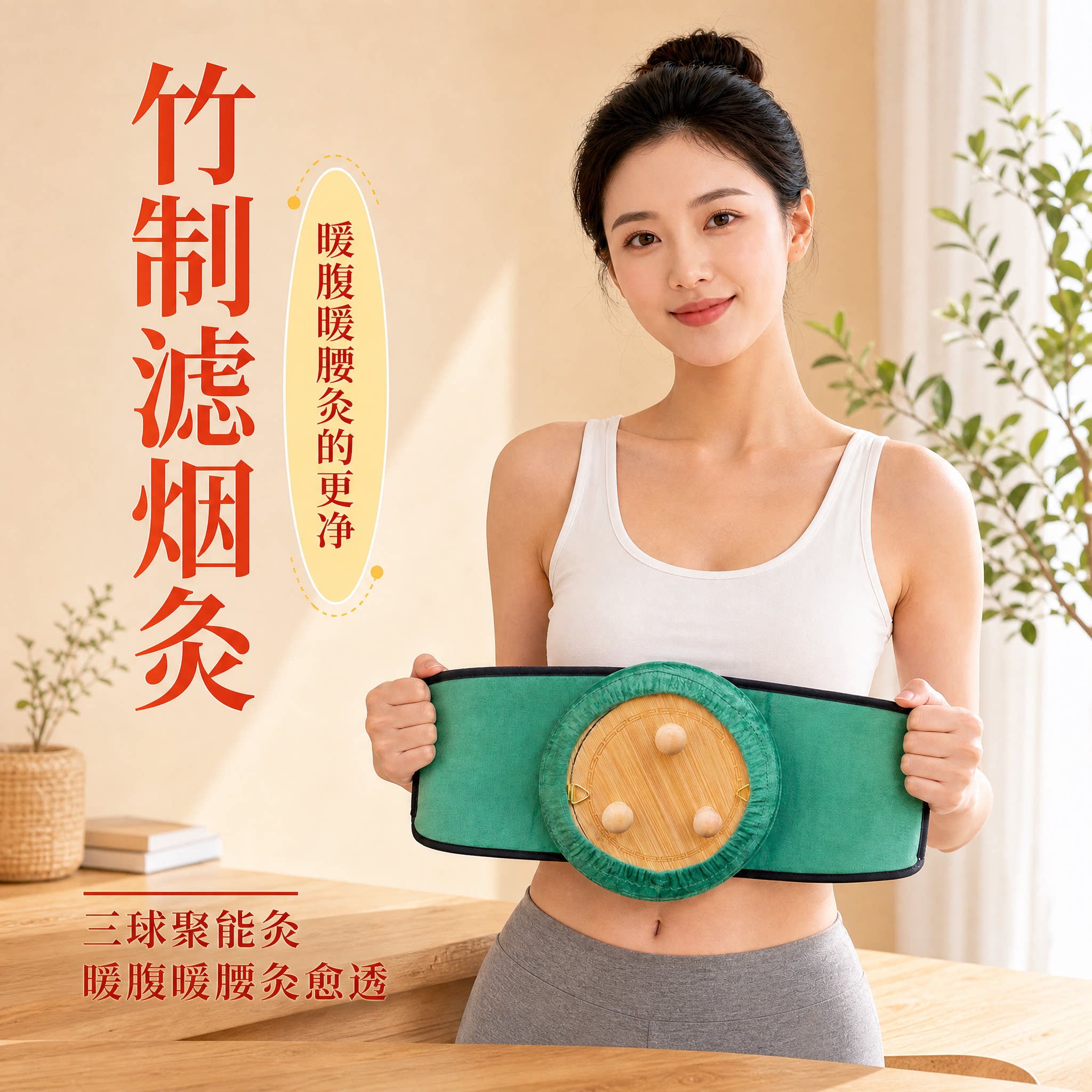竹木盒艾灸盒腹部专用艾灸肚子滤烟艾灸罐熏蒸艾灸仪器家用理疗图片