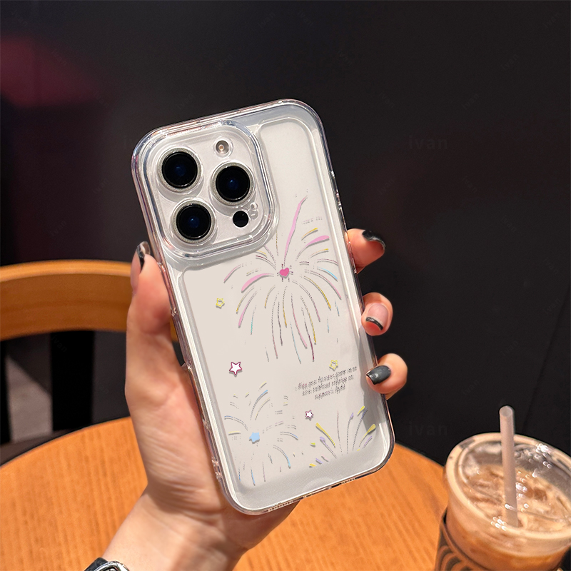 适用苹果16手机壳iphone16promax简约烟花15promax高级感小众14新款13透明pro超薄plus全包17防摔11保护套x女