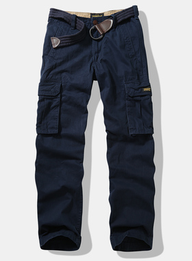 重磅复古纯棉厚款工装裤宽松直筒户外多口袋迷彩裤男士休闲长裤子