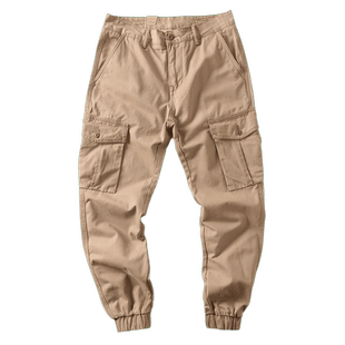 Cargo pants阿美咔叽重磅纯棉多口袋工装裤宽松束脚裤日系休闲裤