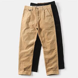 复古日系重磅灯芯绒工装裤直筒宽松阿美咔叽休闲老爹裤弹力长裤子