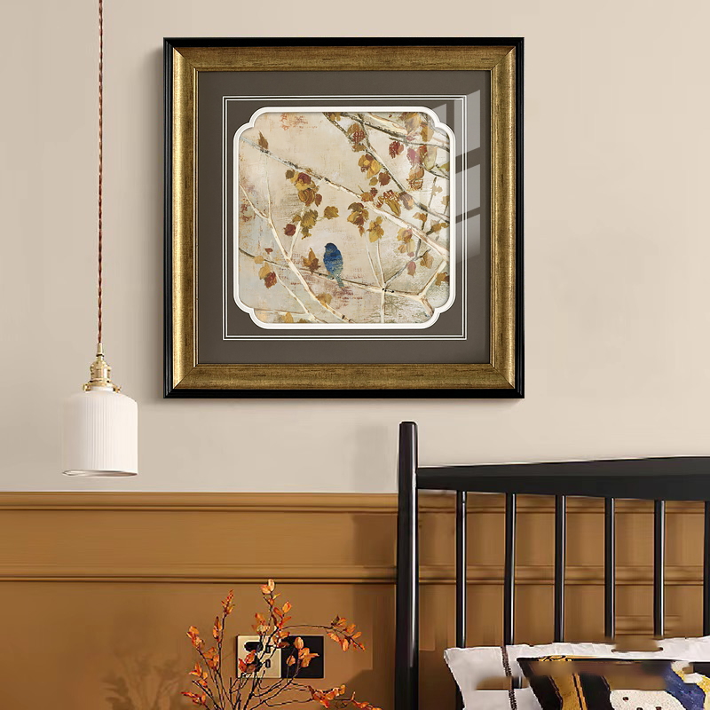 法式古典客厅装饰画沙发背景墙花鸟挂画欧式美式复古壁画立体装裱图片