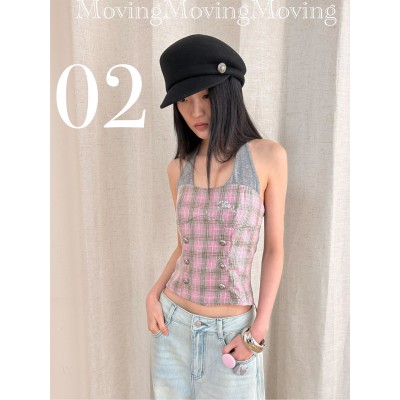 MovingMovingMoving 拼接珠片撞色背心