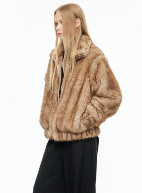 MovingMovingMoving 宽松层次感环保毛皮草外套