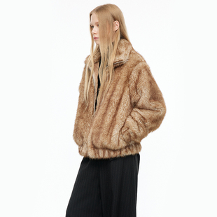 MovingMovingMoving 宽松层次感环保毛皮草外套