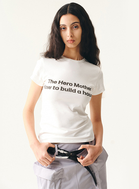 MovingMovingMoving 白色字母印花百搭短袖正肩T恤