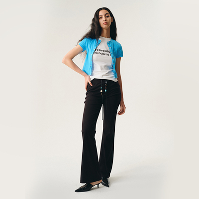 MovingMovingMoving 度假风贝壳串珠显瘦休闲裤卫裤