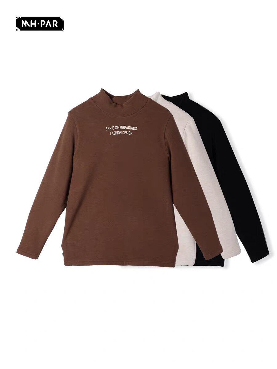MHP麦哈派新款冬款中领儿童男女童打底衫百搭保暖内搭加绒255100