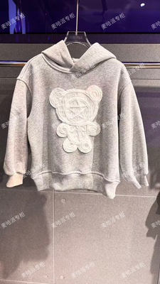 MHP麦哈派新款冬季儿童男童女童带帽加绒卫衣灰色休闲上衣255618