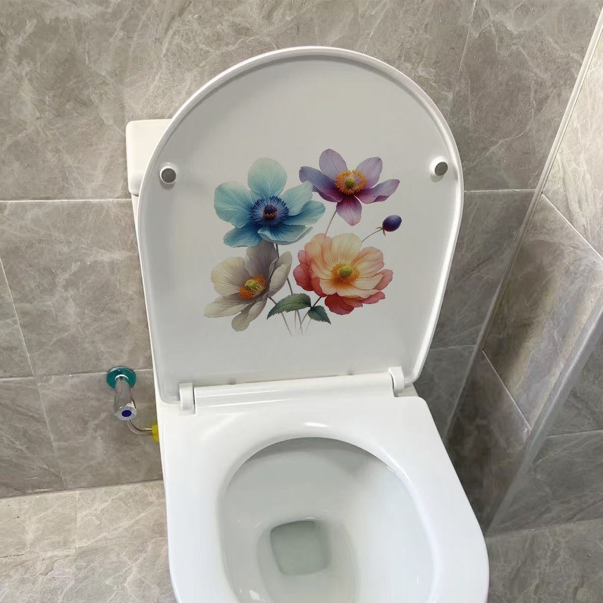 清新花朵防水遮丑马桶贴