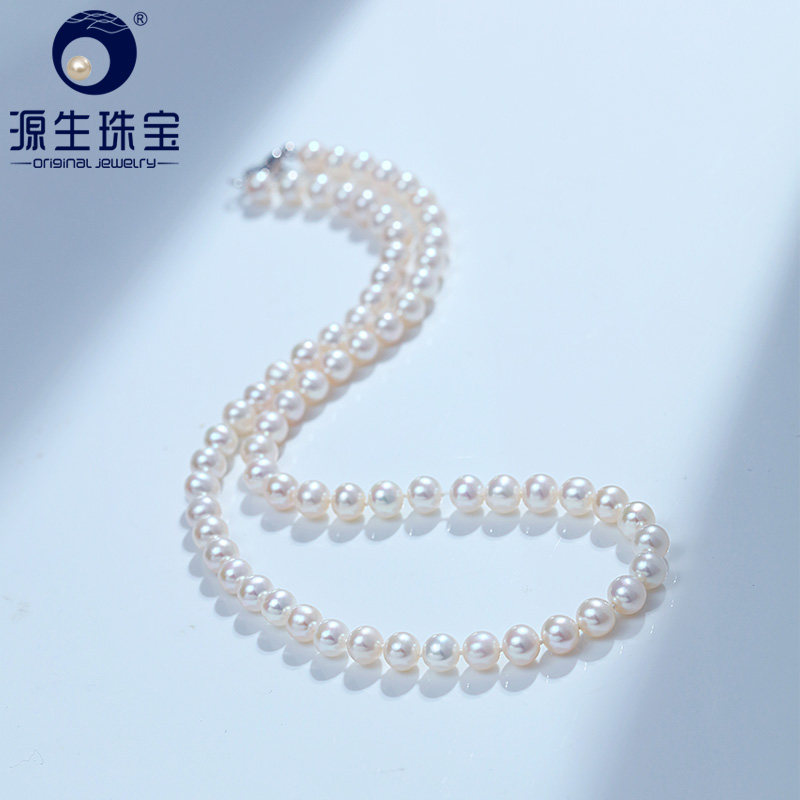 源生珠宝6-7mm圆形淡水珍珠项链