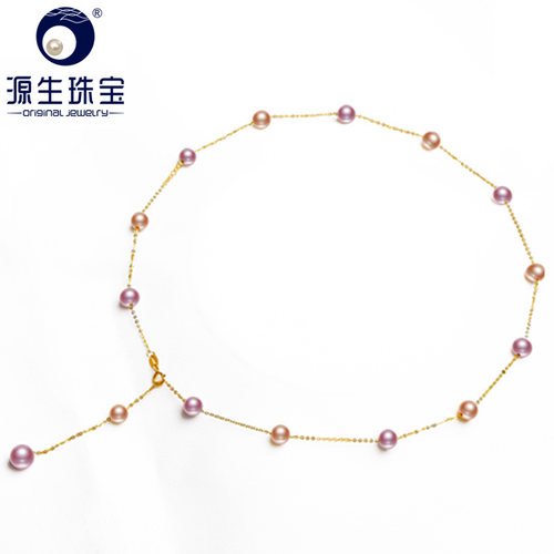 淡水珍珠锁骨链18k金Y字链