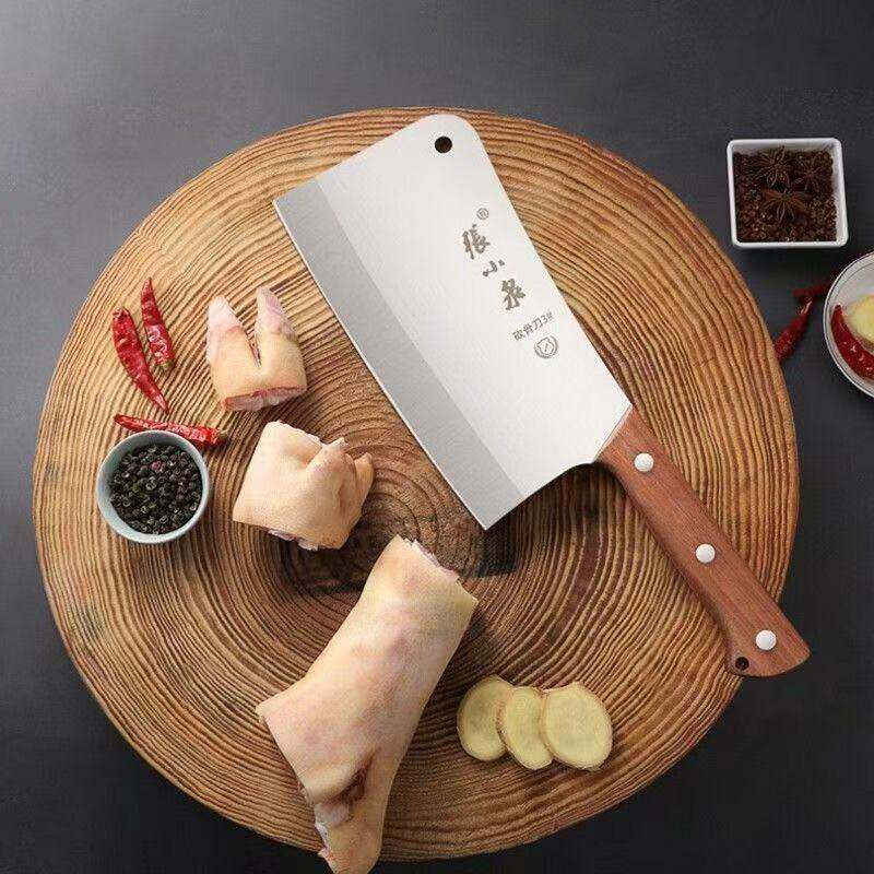 正品张小泉新铭锐系列砍骨刀3#不锈钢斧头砍骨40CR13花梨木手柄