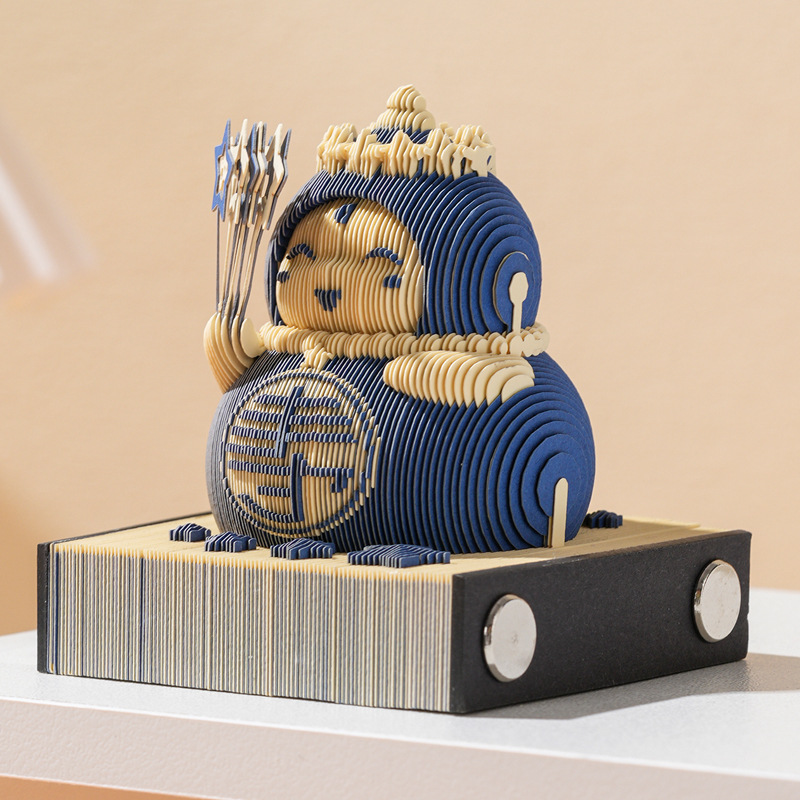 3D纸雕寿娃立体便签本艺术品台日历可手撕高颜值便利贴可爱国风