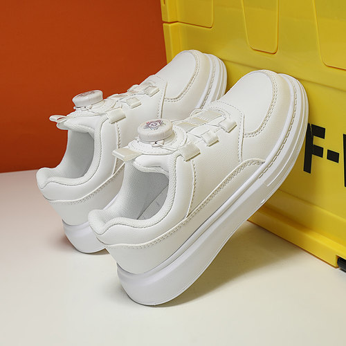 ABCkings儿童透气运动纽扣小白鞋