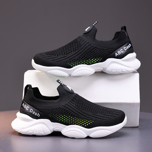 ABC Dash男童单网鞋子夏季款透气防臭运动鞋女孩一脚蹬轻便套脚鞋