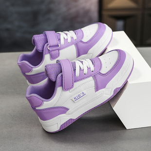 ABCkings女童鞋子秋冬款防水皮面儿童低帮板鞋时尚百搭男孩白色鞋