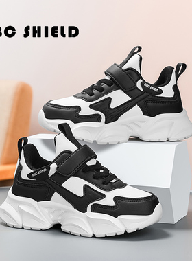 ABC SHIELD男童鞋子春秋款防水皮面儿童白色运动鞋轻便软底休闲鞋