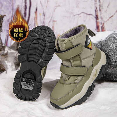 ABCkings男童棉鞋冬季加绒保暖儿童雪地靴中大童防水防滑户外棉靴
