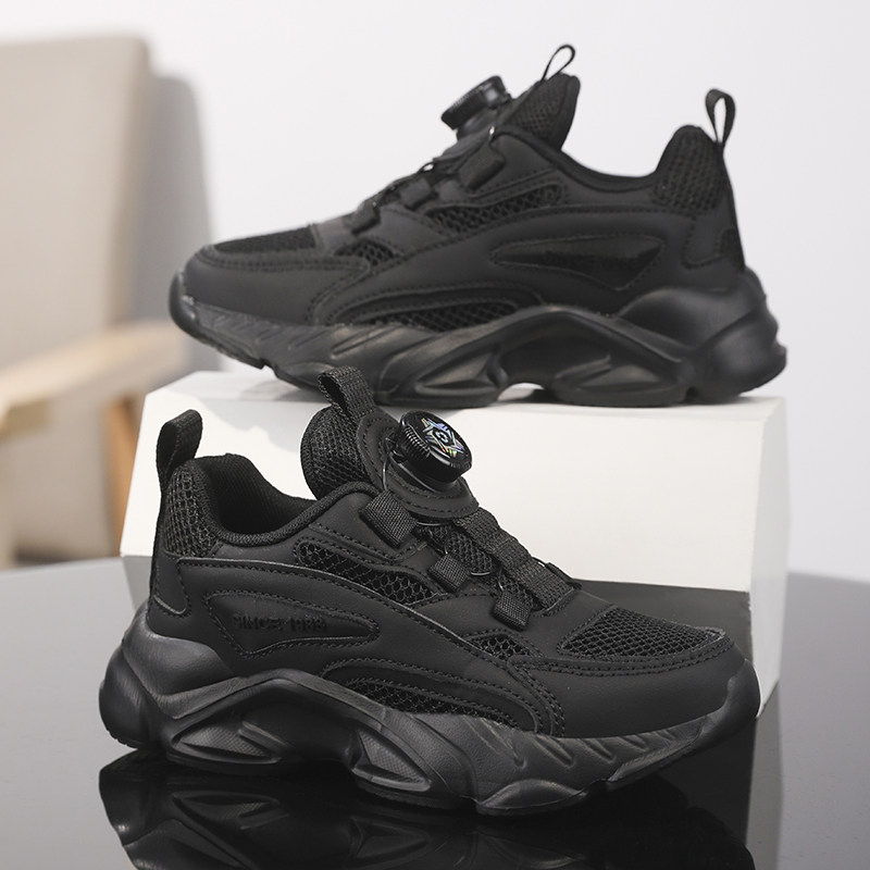 ABCkings男童黑色单网运动鞋夏季透气网面休闲儿童防滑耐脏黑色鞋